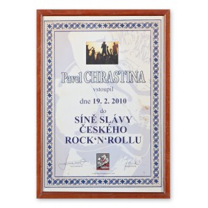 COMMEMORATIVE CERTIFICATE OF ENTRY INTO THE HALL OF FAME OF CZECH ROCK'N'ROLL | CZECH REPUBLIC (CZECH / BOHEMIAN)
