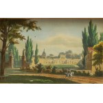 [WARSZAWA] Wilanów dawny zamek królewski należący do hrabiego Potockiego / Wilanowa, ancien Château Royal appartenant au Comte Potocki, litografia barwna [przed 1865r.]
