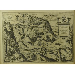[ZEBRZYD CALVARY] Mons Calvariae, view of the Stations of the Cross and the sanctuary, Lanckorona Castle in the distance, BRAUN G., HOGENBERG F., 1618.