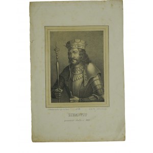 ZIEMOWIT panował około r. 861 , rys. na kam. J. Gołębiowski w lit. M. Jabłońskiego, litografia, poł. XIX wieku