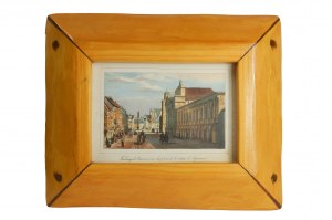 [WARSAW] View of Krakowskie Przedmieście towards Sigismund's Column / Faubourg de Cracovie vue du point de la statue Sigismond, color lithograph