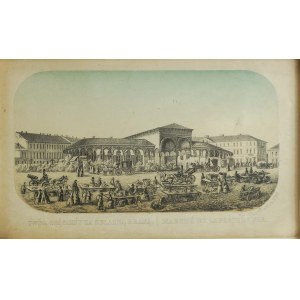 [WARSZAWA] Dwór gościnny za Żelazną Bramą / Marche de la Porte de Fer , litografia barwna z Album widoków i okolic Warszawy (...), Warszawa 1859