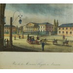 [WARSZAWA] Widok Mennicy Królewskiej w Warszawie / Vue de la Monnaie Royale a Varsovie , litografia barwna