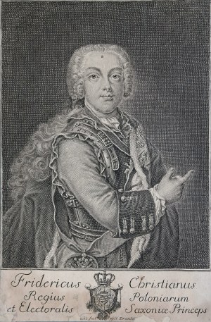 Lorenzo Zucchi (1704-1779) Rytował, PORTRET FRYDERYKA CHRYSTIANA LEOPOLDA WETTYNA (1722-1763) KRÓLEWICZA POLSKIEGO I ELEKTORA SASKIEGO