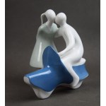 Couple at the scooter figurine, Royal Dux, 2nd half of the 20th century.