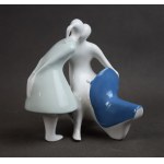 Couple at the scooter figurine, Royal Dux, 2nd half of the 20th century.