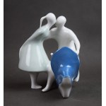 Couple at the scooter figurine, Royal Dux, 2nd half of the 20th century.