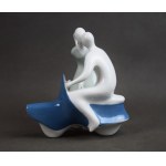 Couple at the scooter figurine, Royal Dux, 2nd half of the 20th century.