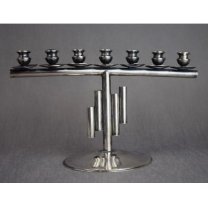 Menora modernistyczna, Srebro, Kraków, lata 50-te., waga: 246 g.