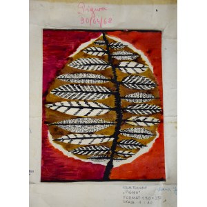 Projekt kilimu Pigwa, Maria JANOWSKA, 1966 r., akwarela