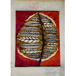 Projekt kilimu Pigwa, Maria JANOWSKA, 1966 r., akwarela
