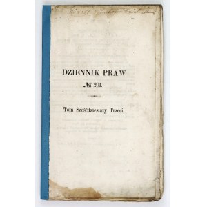 DZIENNIK Praw. T. 63. Warszawa 1865. Druk. Rządowa. 4, s. 451, X. brosz.
