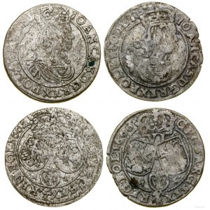 Polska, zestaw 2 x szóstak, 1662 AT, 1666 AT, Kraków, Bydgoszcz