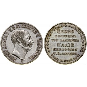 Germany, nuptial thaler, 1843 S, Hanover