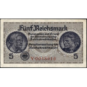 Germany. Third Reich 5 Reichsmark 1937 Prefix Y 7 Digits