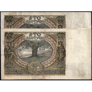 Poland. 1934 100 Zlotych Prefix AV Consecutive Pair