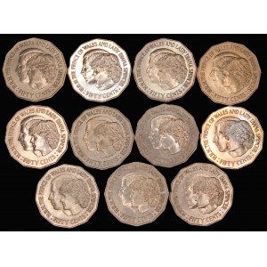 Austrália. 50 centov 1981 Kráľovská svadba 11 ks