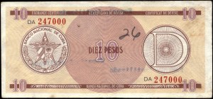 Cuba. 10 Pesos 1980s Exchange Certificate