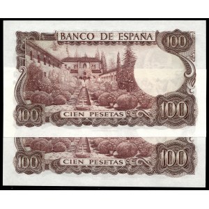 Spain. 100 Pesetas 1970 Consecutive Pair
