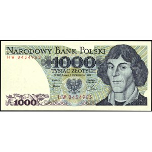 Poland. 1982 1000 Zlotych Prefix HW