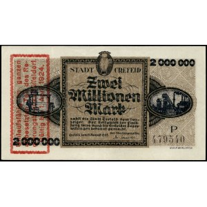 Germany. Crefeld 2 Million Mark 1923 W / Counterstamp