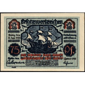 Polska. Szczecin 75 Fenigow 1922 czerwony nadruk