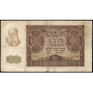 Poland. 1940 100 Zlotych Prefix D