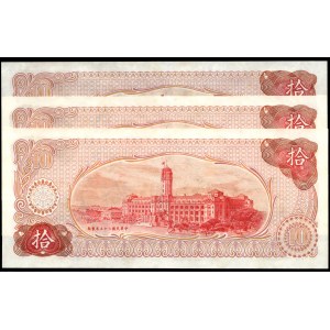 Taiwan. 10 Yuan 1976 3 Consecutive Pcs