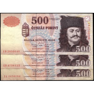 Hungary. 500 Forint 1998 Prefix EA & ED 3 Pcs
