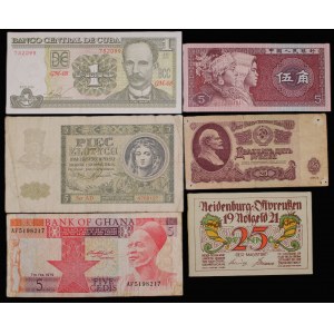 World. Lot of 6 Banknotes 1921-2016