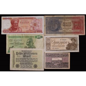 World. Lot of 6 Banknotes 1922-1994
