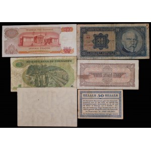 World. Lot of 6 Banknotes 1922-1994
