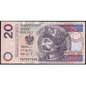 Poland. 1994 20 Zlotych Prefix YB REPLACEMENT