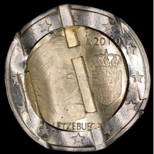 Luxembourg. 2 Euros 2010 Mint Error Waffle Cancelled