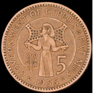 Cyprus. 5 Mils 1955