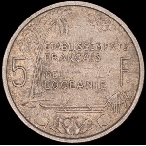 French Oceania. 5 Francs 1952
