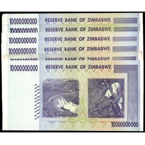 Zimbabwe. 10 Billion Dollars 2008 6 Pcs
