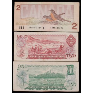 Canada. Lot of 3 Banknotes 1973-86