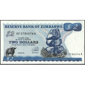 Zimbabwe. 2 Dollars 1994