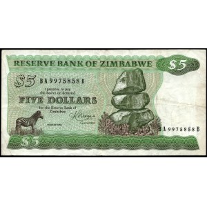 Zimbabwe. 5 Dollars 1983