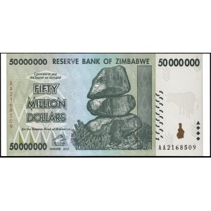 Zimbabwe. 50 Million Dollars 2008