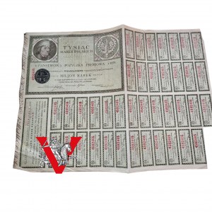 II RP , Milion Marek Polskich 1920 z pieczątką Konsulat Polski w Francji