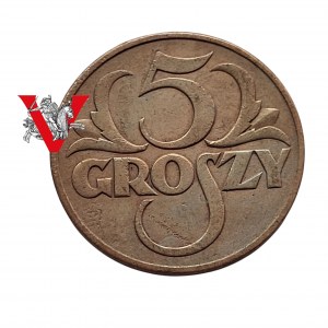 II RP 5 Groszy 1937 Piękny Stan