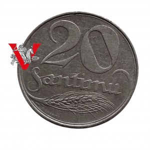 Łotwa 20 Santimi Santimu 1922 , Bardzo ładne