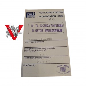 50th Anniversary of the Warsaw Ghetto Uprising Press Legitimation