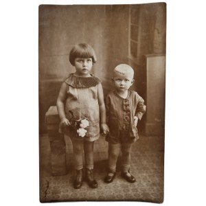 STUDY PHOTOGRAPHY TRANSFORMED TO A PICTURE - a portrait of two young children.