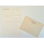 LETTER (handwritten) by Julian Tuwim to Leon Pasternak (date 26.XII.1949) autograph by J.T.