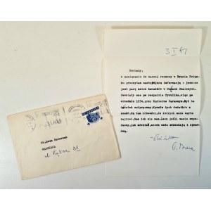 LIST(maszynopis) Tadeusza Brezy do Leona Pasternaka (data 3.I.1961) autograf Brezy