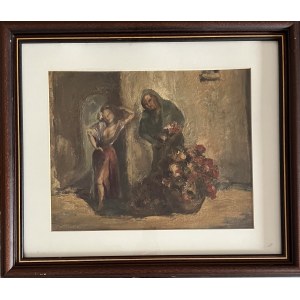 Eugeniusz Eibisch ( 1896 -1987 ), Scena uliczna ( Kwiaciarki )