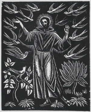 Władysław Skoczylas ( 1883 - 1934 ), Kazanie Św. Franciszka do ptaków, 1923